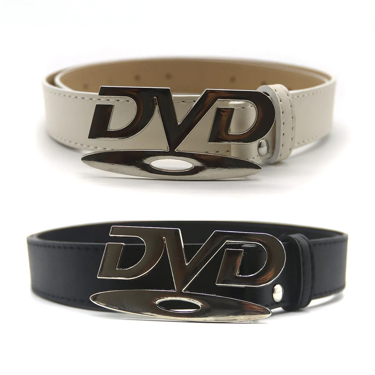 Off White Belt - Unisex Nostalgic DVD Buckle Belt Versatile