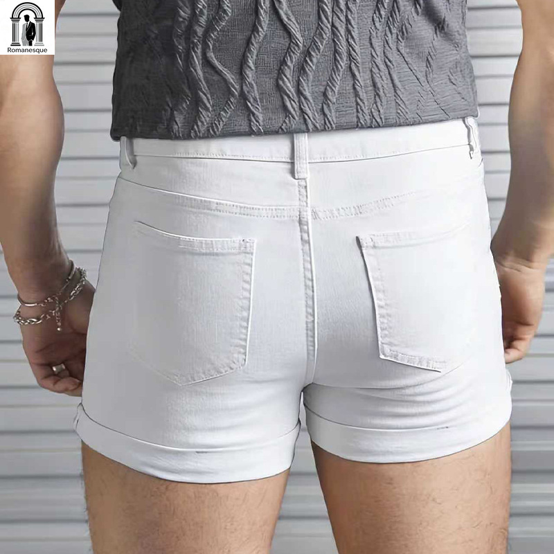 Men's Sexy Slim Fit White Deni - огляд і ціна Streetwear Brand Shorts